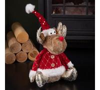 Samuel Alexander 35Cm Sitting Plush Golden Prancer Christmas Reindeer Decoration