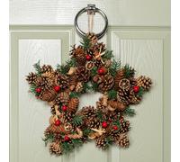 Samuel Alexander 35Cm Winter Spice Star Hanging Christmas Wreath With Pine Cones Red Berries & Dried Fruit