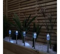 Samuel Alexander 36cm 5 White LED Stainless Steel Solar Garden Path Lights in Silver Samuel Alexander Silver