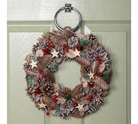 Samuel Alexander 36Cm Frosted Hanging Christmas Wreath With Red Jingle Bells & Wooden Stars