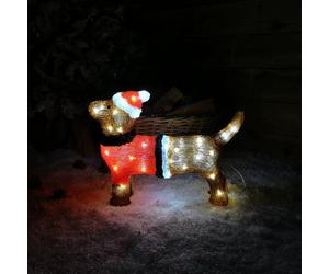Samuel Alexander 36Cm Indoor Outdoor Acrylic Dachshund Christmas Decoration With 48 Ice White Leds