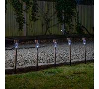 Samuel Alexander 36Cm Set Of 10 Stainless Steel Garden Solar Path Lights With White Leds