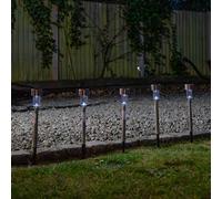Samuel Alexander 36cm Set of 5 Stainless Steel Garden Solar Path Lights with White LEDs in Silver Samuel Alexander Silver