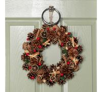 Samuel ALEXANDER 36cm Winter Spice Hanging Christmas Wreath with Pine Cones Red Berries & Dried Fruit
