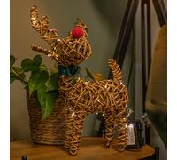 Samuel Alexander 37Cm Battery Operated Light Up Brown Christmas Reindeer With Red Nose & 40 Warm White Leds