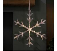 Samuel Alexander 37cm Battery Powered Light up Ice Christmas Snowflake Hanging Decoration with Warm White LEDs