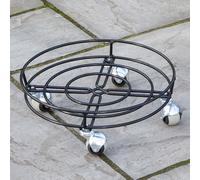 Samuel Alexander 37cm Black Metal Heavy Duty Plant Pot Trolley on Castor Wheels Samuel Alexander Black