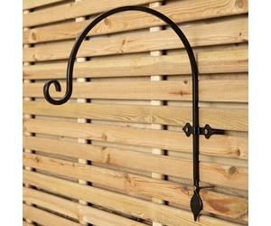 Samuel ALEXANDER 38cm Black Handcrafted Metal Garden Wall Bracket Hook for Hanging Baskets