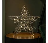 Samuel Alexander 38cm Light up 3D Christmas Silver Star with 80 Warm White LEDs