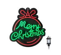 Samuel Alexander 38cm x 40cm Light up Red & Green Neon Flex Merry Christmas Ball in Black | Size: 38 cm x 40 cm Samuel Alexander Black 38 cm x 40 cm