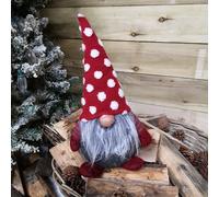 Samuel Alexander 39Cm Festive Grey & Red Bearded Christmas Gonk With White Polka Dot Hat