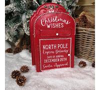 39cm Red with White Detail Christmas Santa Metal Post Box