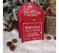 Samuel Alexander 39cm Red with White Detail Christmas Santa Metal Post Box Samuel Alexander Red