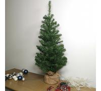 Samuel Alexander 3ft (90cm) Mini Plain Green PVC Christmas Tree in a Jute Bag
