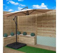 Samuel Alexander 3m Cantilever Banana Garden Parasol in Beige with Crank Handle and Parasol Base Weights Included