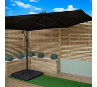 Samuel Alexander 3m Cantilever Banana Garden Parasol in Black with Crank Handle and Parasol Base Weights Included