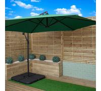 Samuel Alexander 3m Cantilever Banana Garden Parasol in Green with Crank Handle and Parasol Base Weights Included