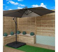 Samuel Alexander 3m Cantilever Banana Garden Parasol in Grey with Crank Handle and Parasol Base Weights Included