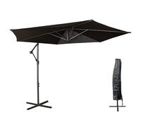Samuel ALEXANDER 3m Cantilever Parasol in Black with Crank Handle for Patio Garden Banana Parasol with Weatherproof cover + Cross Stand Base Included
