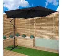 Samuel Alexander 3M Cantilever Parasol In Blue With Crank Handle For Patio Garden Banana Parasol With Uv Protection Outdoor Umbrella Sun Shade