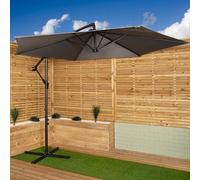 Samuel Alexander 3M Cantilever Parasol In Grey With Crank Handle For Patio Garden Banana Parasol With Uv Protection