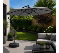 Samuel Alexander 3m Parasol in Grey with Crank Handle with UV Protection with Base Bag Samuel Alexander Grey