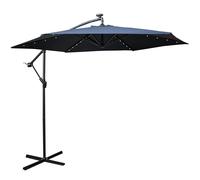 Samuel ALEXANDER 3m Solar Powered Cantilever Lit Banana Garden Parasol with Crank Handle & White LED Lights with Parasol Cover Included (Blue)