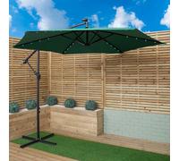 Samuel Alexander 3M Solar Powered Cantilever Lit Banana Garden Parasol With Crank Handle & White Led Lights In Green
