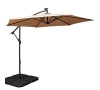 Samuel Alexander 3m Solar Powered LED Beige Banana Cantilever Parasol & Base Weights Samuel Alexander Beige