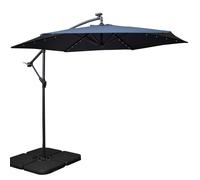 Samuel Alexander 3m Solar Powered LED Blue Banana Cantilever Parasol & Base Weights Samuel Alexander Blue