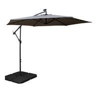 Samuel Alexander 3m Solar Powered LED Grey Banana Cantilever Parasol & Base Weights Samuel Alexander Grey