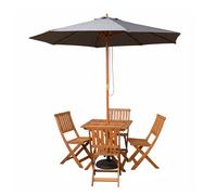 Samuel Alexander 4 Person Folding Square Dining Table Chairs Grey Parasol & Base in Brown Samuel Alexander Brown 4 Person