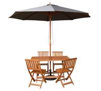 Samuel Alexander 4 Person Folding Wooden Dining Table Chairs Grey Parasol & Base in Brown Samuel Alexander Brown 4 Person