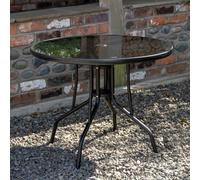 Samuel Alexander 4 Person Round Black Garden Table With Glass Top & Parasol Hole