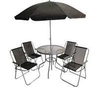 Samuel Alexander 4 Seater Table And Folding Chairs Garden Set With Black Parasol