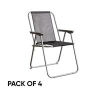 Samuel Alexander 4 x Foldable Garden Chairs Fixed position garden chairs with grey frame & black fabric Samuel Alexander Grey