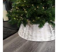 40/58cm Samuel Alexander KD Willow Christmas Tree Skirt Wicker Rattan- Medium White Wash