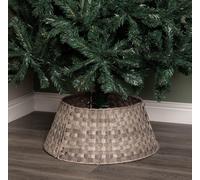 Samuel Alexander 40/58cm Medium KD Plastic Wicker Rattan Woven Christmas Tree Skirt in Grey Samuel Alexander Grey