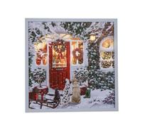 Samuel Alexander 40 x 40cm Framed Christmas Canvas with Red Door & White LEDs | Size: 40 x 40 cm Samuel Alexander Multicolor 40 x 40 cm