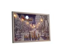 Samuel ALEXANDER 40 x 60cm Battery Operated Light up Christmas Canvas with Cats and Dogs Scene