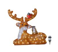 Samuel Alexander 40cm Acrylic Sitting Deer w/Animals w/80 WW LEDS in White Samuel Alexander White