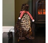 Samuel Alexander 40Cm Battery Operated Light Up Brown Christmas Penguin With 60 Warm White Leds