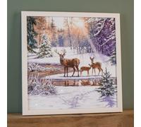 Samuel Alexander 40Cm Battery Operated Light Up Family Of Deers Christmas Canvas With Leds