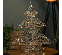 Samuel Alexander 40cm Battery Operated Light up Gold Weave Christmas Tree with Warm White LEDs