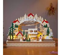 Samuel Alexander 40cm Battery Operated Wooden Christmas Alpine Scene with LEDs