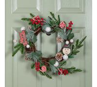 Samuel Alexander 40Cm Candy Swirls Christmas Wreath With Pinecones Red Berries And Candy Canes