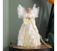 Samuel Alexander 40Cm Deluxe Angel Christmas Tree Topper In Gold & White