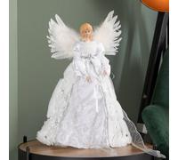 Samuel Alexander 40Cm Deluxe Angel Christmas Tree Topper In Silver & White