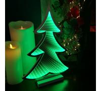Samuel Alexander 40Cm Infinity Light Up Christmas Tree Decoration With Green Leds On Wooden Base