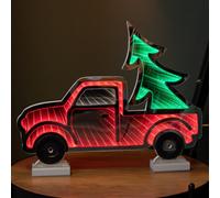 Samuel Alexander 40Cm Infinity Light Up Christmas Truck Decoration With Red & Green Leds On Wooden Base